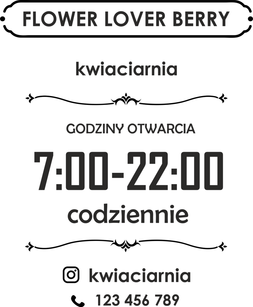 Naklejka godziny otwarcia kwiaciarni