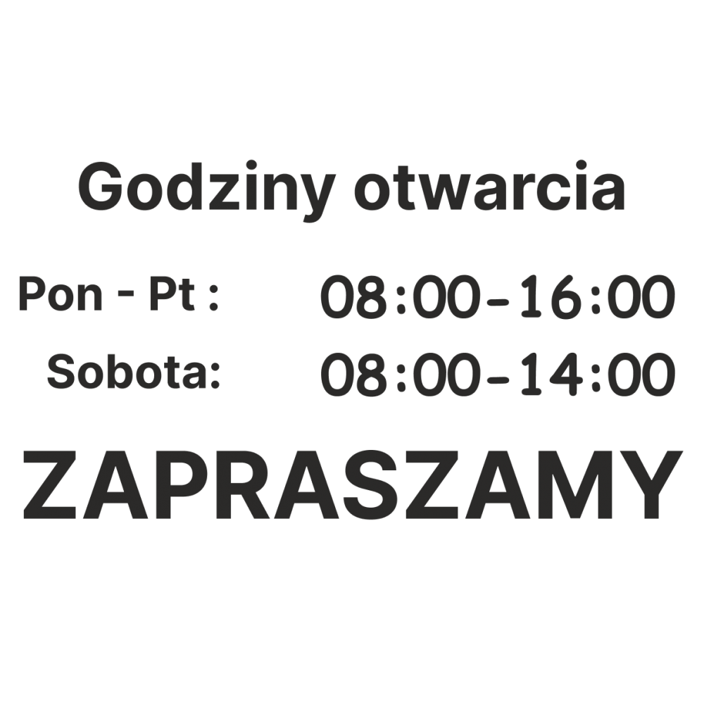 Naklejka godziny otwarcia